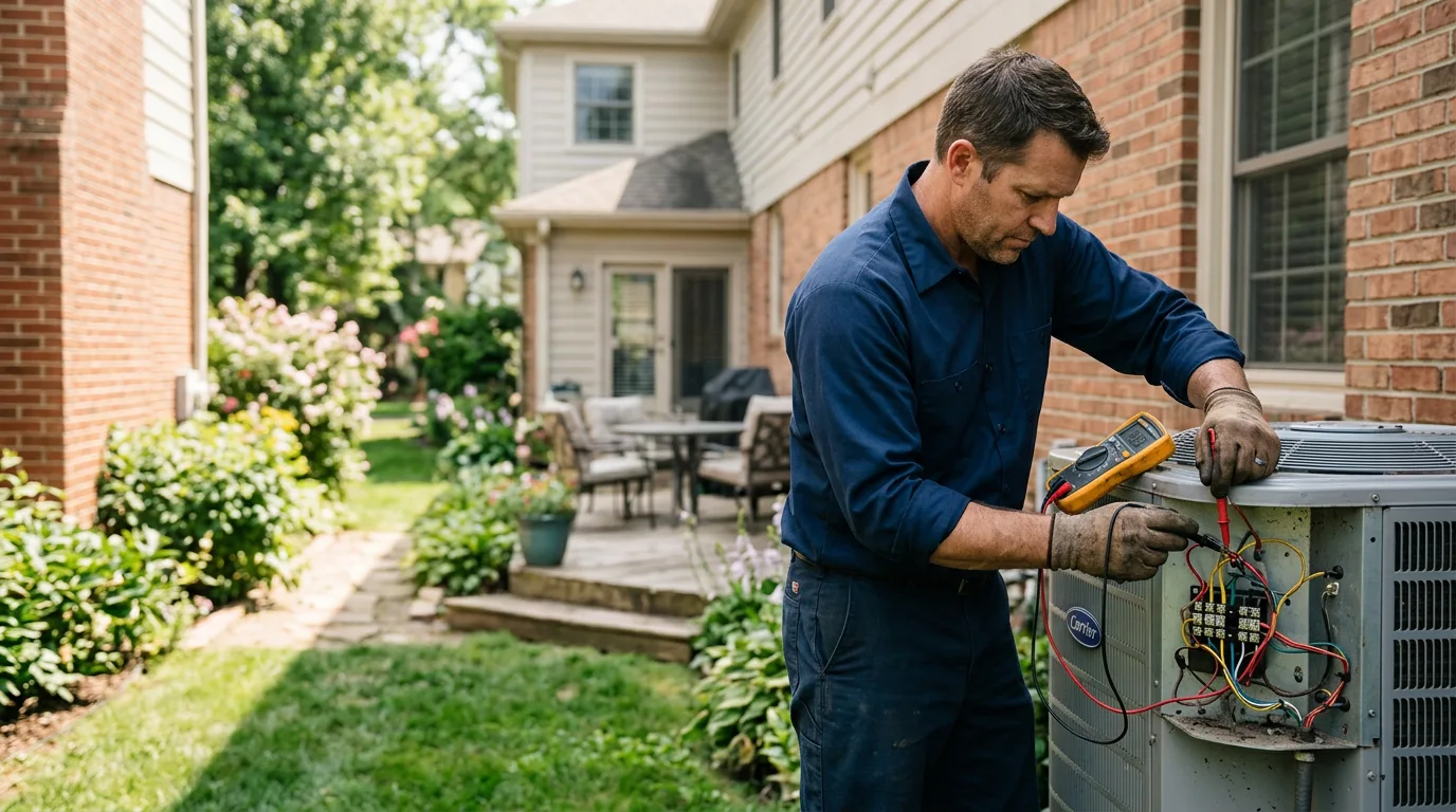 HVAC technician working near West Davenport, NY